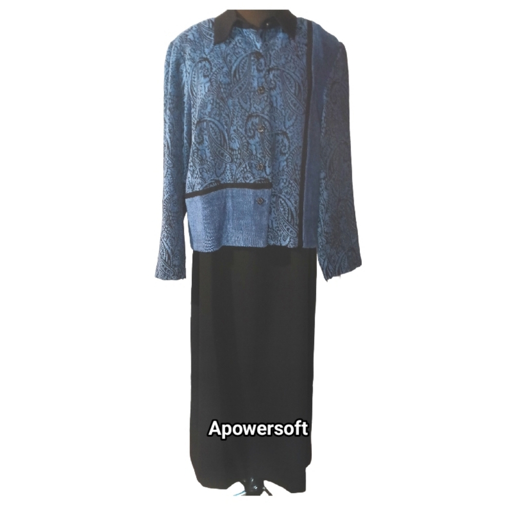 Coldwater Creek Blue & Black Paisley Dress Se